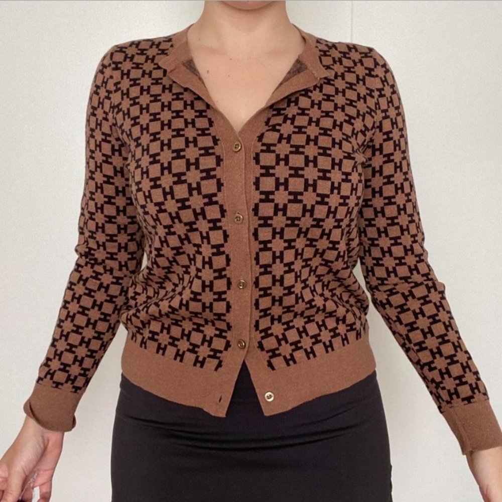 Tommy Hilfiger Brown & Black Emblem Cardigan